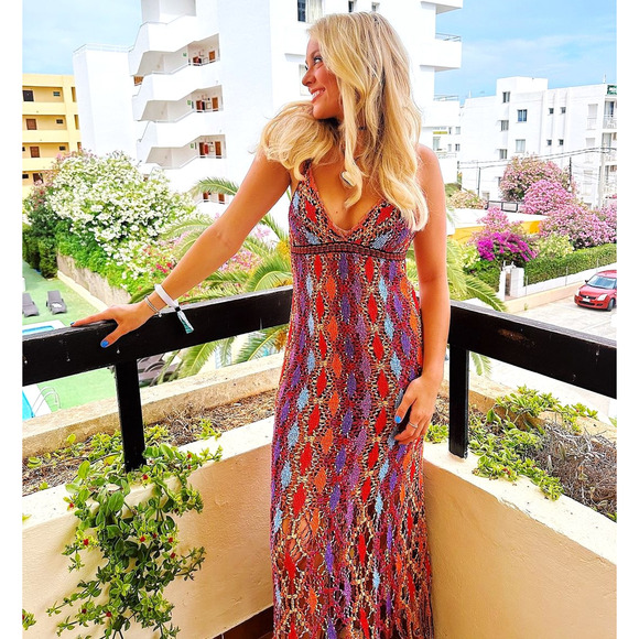 ZARA V-Neck Fringe Hem Multicolor Midi Dress NWT | Size M/L - Picture 12 of 16